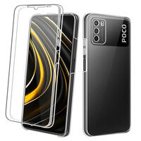 SDTEK-hoes voor Xiaomi Poco M3 Full Body voor- en achterkantbescherming 360 telefoonhoes helder transparant zacht