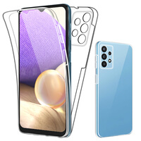 Case voor Samsung Galaxy A32 5G Full Body Voor- en Achterkant Bescherming 360 Telefoon Cover Helder Transparant Zacht!