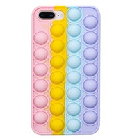 Pop Case for iPhone 6+ / 7+ / 8+ Plus, Fidget Bubble It Cover Stress Rainbow