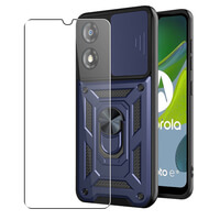 Hülle Für Motorola Moto E13 Handyhülle Kameraobjektivschutz, Ständer, Magnetringhalter Glas Displayschutzfolie Marine