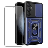 SDTEK-deksel til Samsung Galaxy A55 telefondeksel med kameralinsebeskyttelse, stativ, magnetisk ringholder og skjermbeskytter i glass {FARGE}