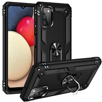 Case for Samsung Galaxy A03s Phone Cover with Magnetic Ring Holder Stand Black