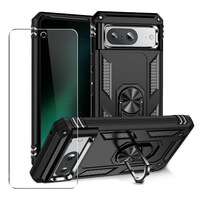 Custodia Per Google Pixel 8a Robusta Phone Ibrida Magnetico Integrato Schermo Pellicola Vetro Temperato Cover Case 360 Nero