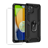 Case for Samsung Galaxy A04e Strong Phone Cover Magnetic Ring Holder + Glass Screen Protector