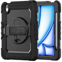 Case for Apple iPad Air 11 (2024) Rugged Cover Stand Handle Screen Protector Black