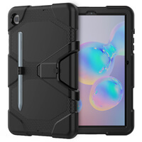 SDTEK-hoesje voor Samsung Galaxy Tab S6 Lite Sterke, robuuste tablethoes met ingebouwde schermbeschermer en standaard Zwart