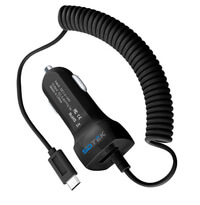 Adaptateur de chargeur de voiture USB Type C avec câble pour Samsung Galaxy S8/S9/S10/S20/S21/S22, A12/A13/A03s, Xcover, Google Pixel, Huawei, Moto + Port de charge USB (Noir)