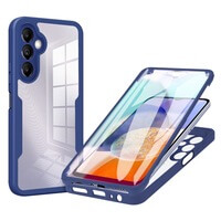 Hülle Für Samsung Galaxy A15, 360 Cover Mit Displayschutzfolie Blau