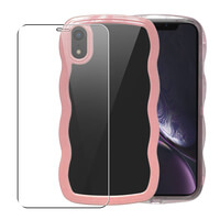 Case for iPhone XR Wave Glass Screen Protector Girls Pink