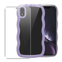 Case for iPhone XR Wave Glass Screen Protector Girls Curls Purple